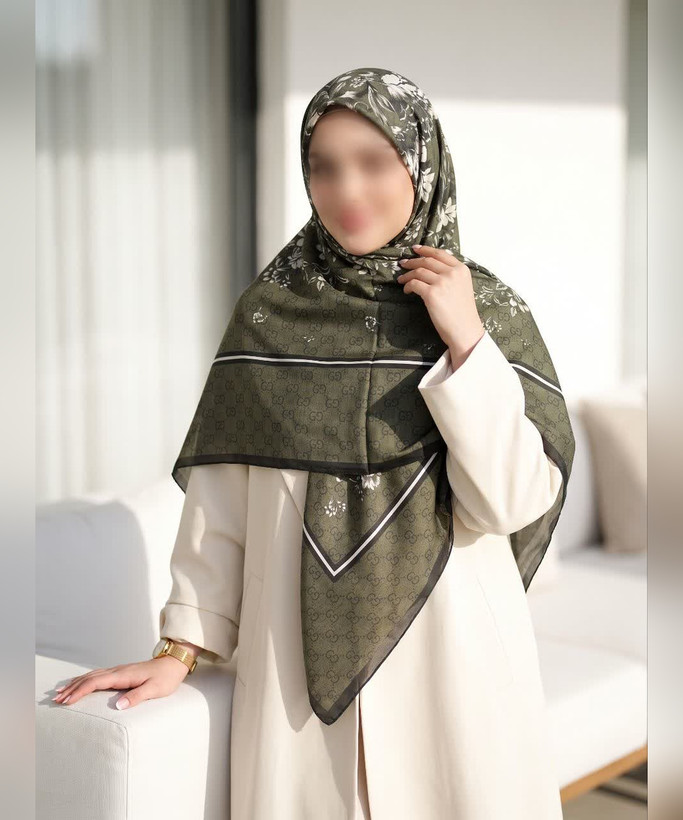 روسری سوپرنخ طرح حاشیهدار قواره ۱۴۰