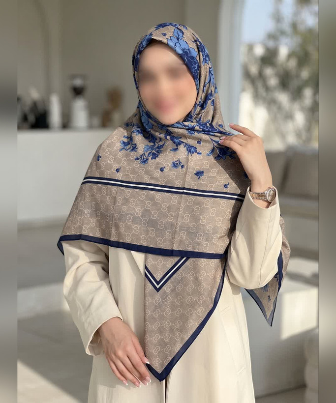 روسری سوپرنخ طرح حاشیهدار قواره ۱۴۰
