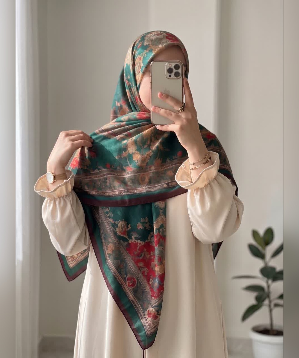 روسری نخی گل‌دار قواره ۱۴۰