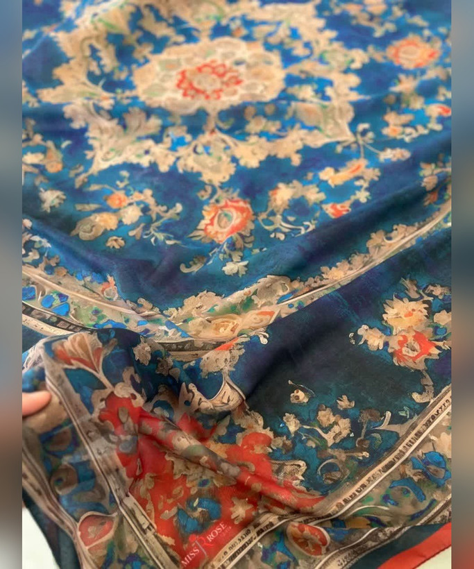 روسری نخی گلدار قواره ۱۴۰