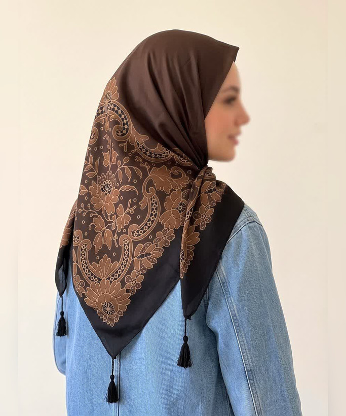 روسری سوپرنخ حاشیه اسلیمی قواره ۱۲۰