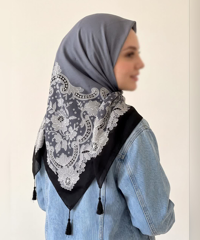 روسری سوپرنخ حاشیه اسلیمی قواره ۱۲۰