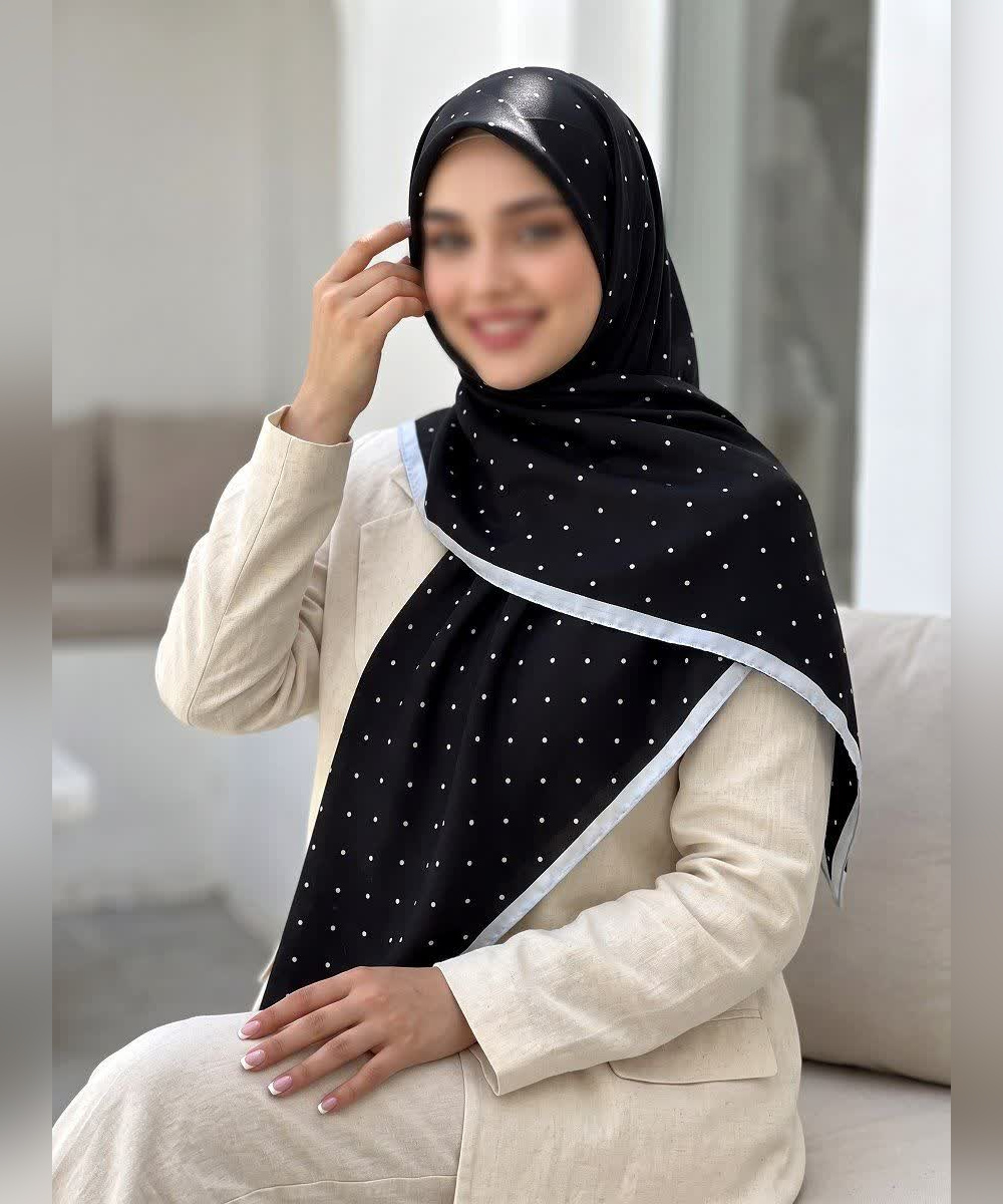 روسری نخی طرح خالخالی قواره ۱۴۰