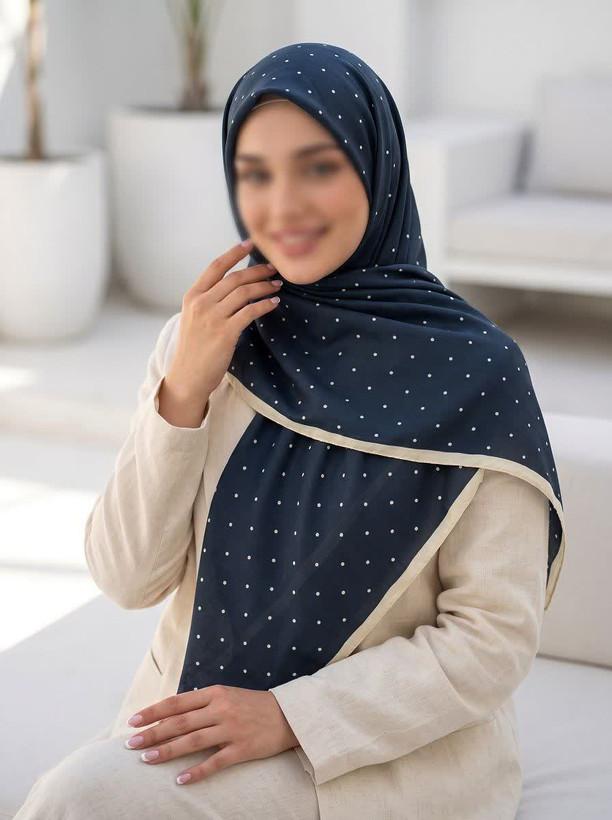 روسری نخی طرح خالخالی قواره ۱۴۰