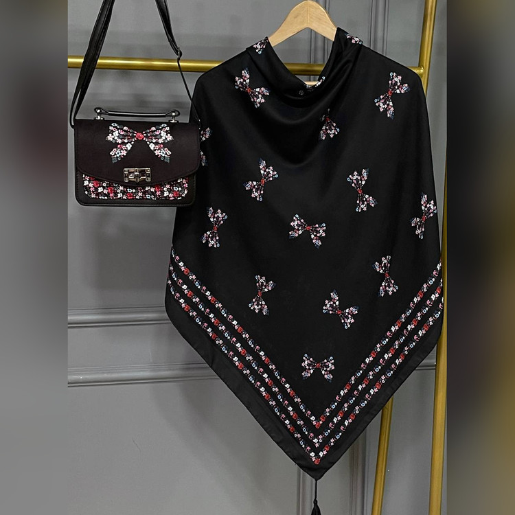 ست کیف و روسری طرح پاپیون رزگل (B2)